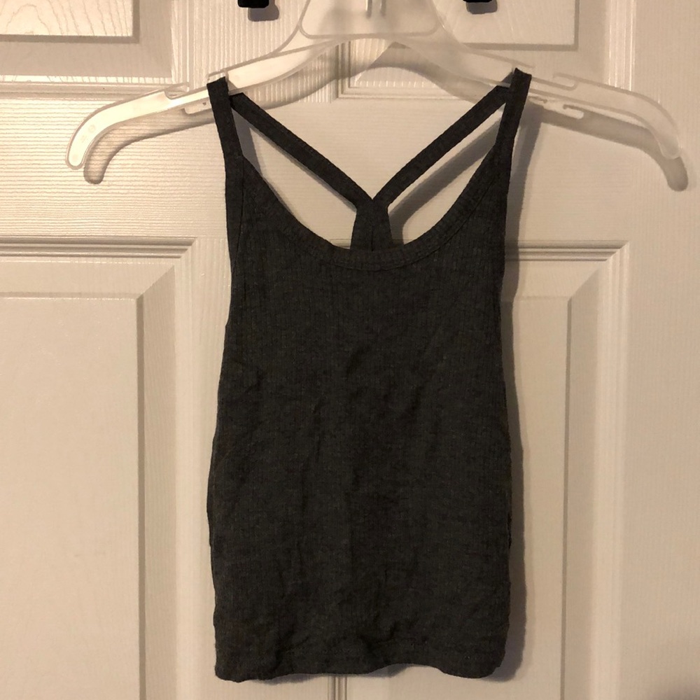 Grey spaghetti strap crop top